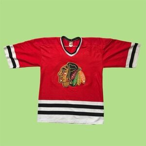 Vintage 90s CCM Chicago Blackhawks #22 Chris Chelios Rework Distressed Jersey